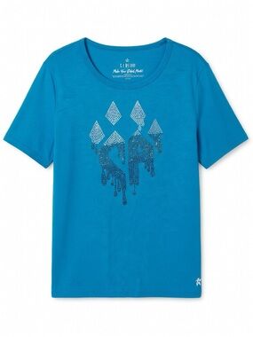 Kids Turquoise Graphic Tee with Rhinestone Arrow Motif